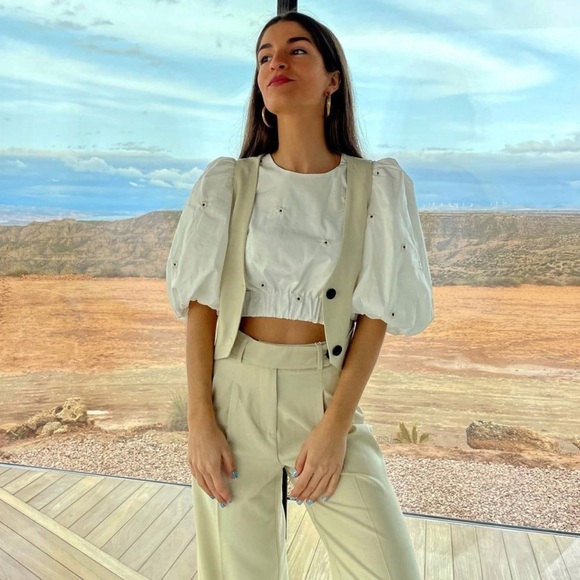 Zara Embroidered Poplin Top With Balloon Sleeves REF. 2320/019 Size XS - Picture 10 of 16